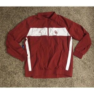 New Nike Jordan Oklahoma OU Sooners 1/4 Zip Jacket Red Mens Sz M *AT8042-613